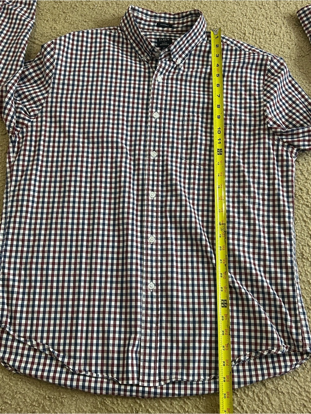 J.Crew Flex Washed Classic Fit Stretch Blue White Red Check Button Men’s XL - Picture 7 of 7